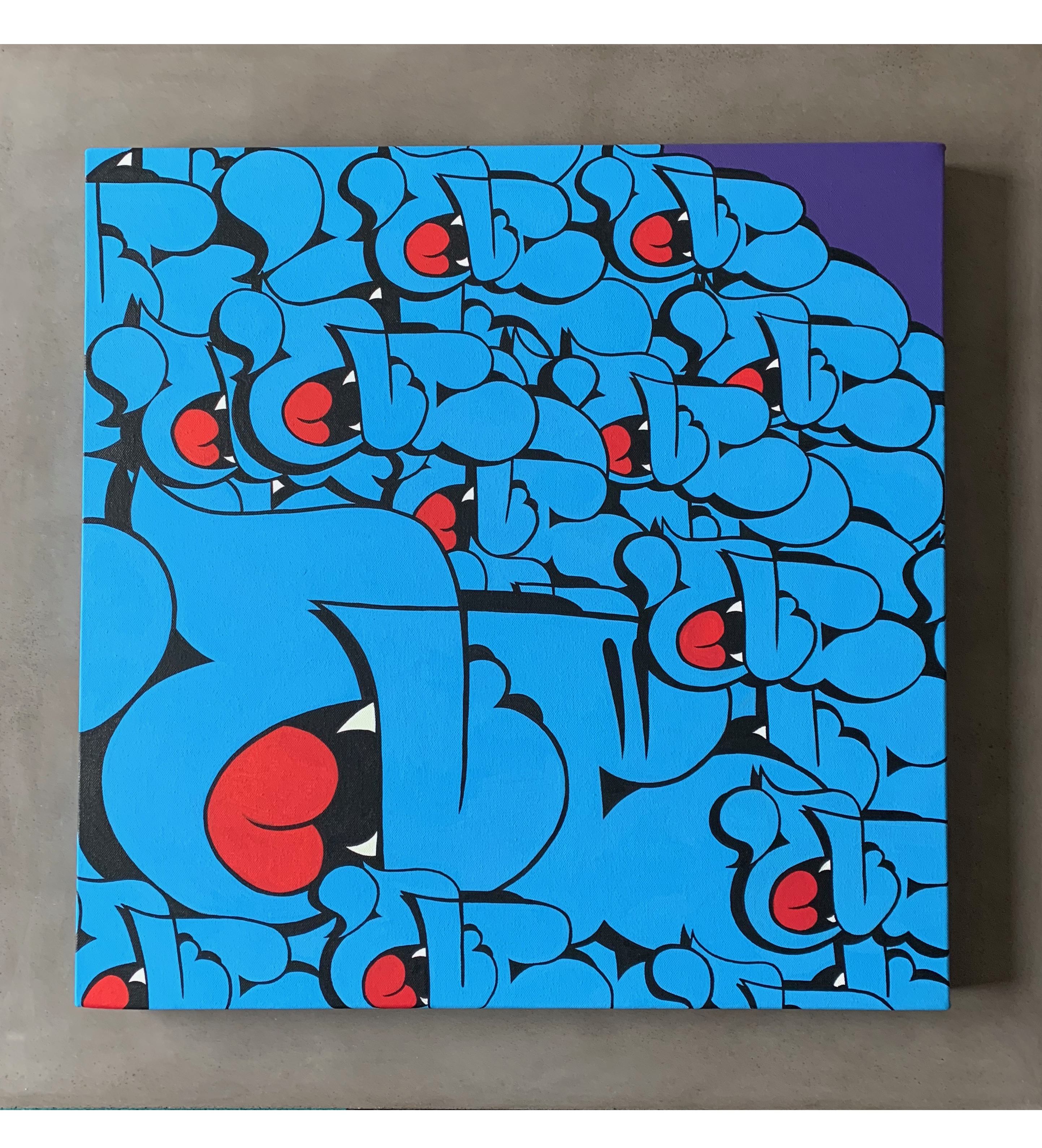 24' Throwie Canvas by Nover, Acrylic Paint & Markers, 2019.