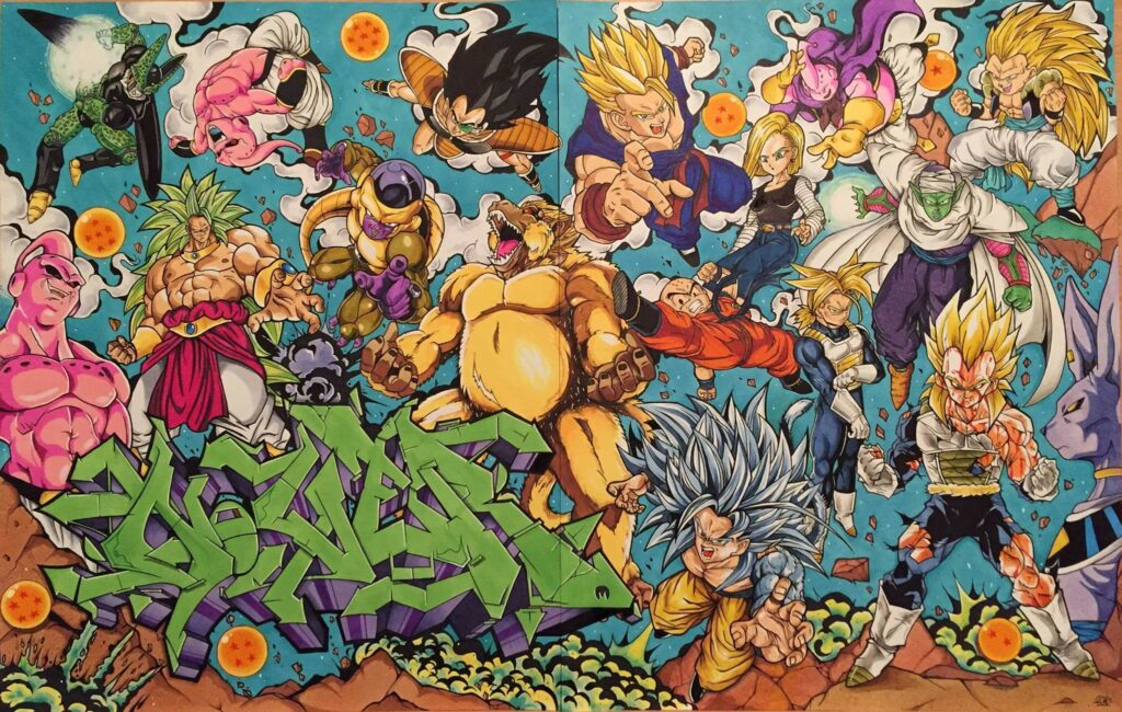 Dragonball Z Two Pager by Nover, Pens and Markers on Paper, 2018.