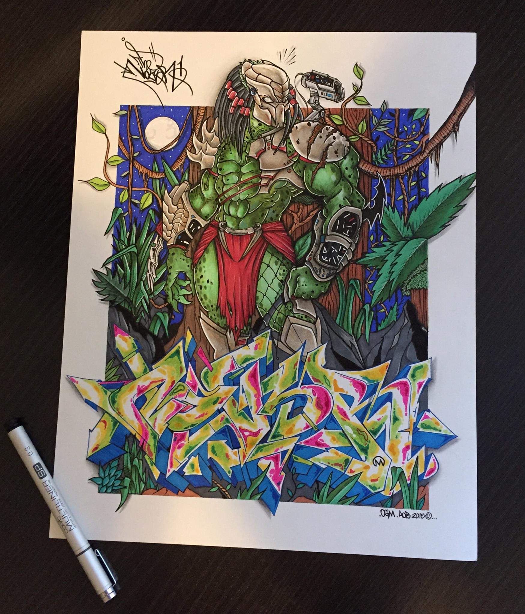 Predator by Nover, Pens and Markers on Paper, 2015. 
