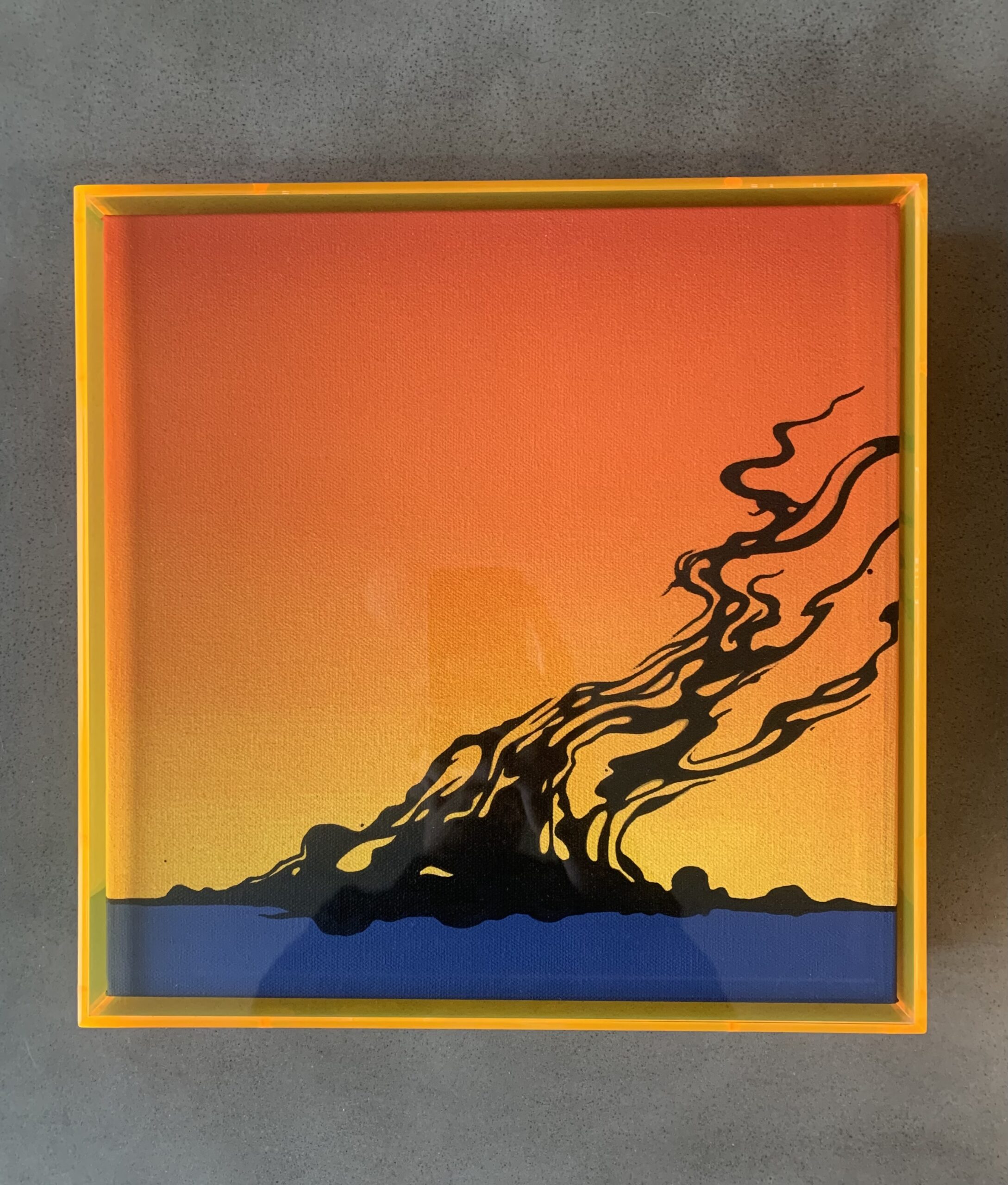 'Day After', 12x12' Gallery Wrapped Canvas inside a Orange Acrylic Case.