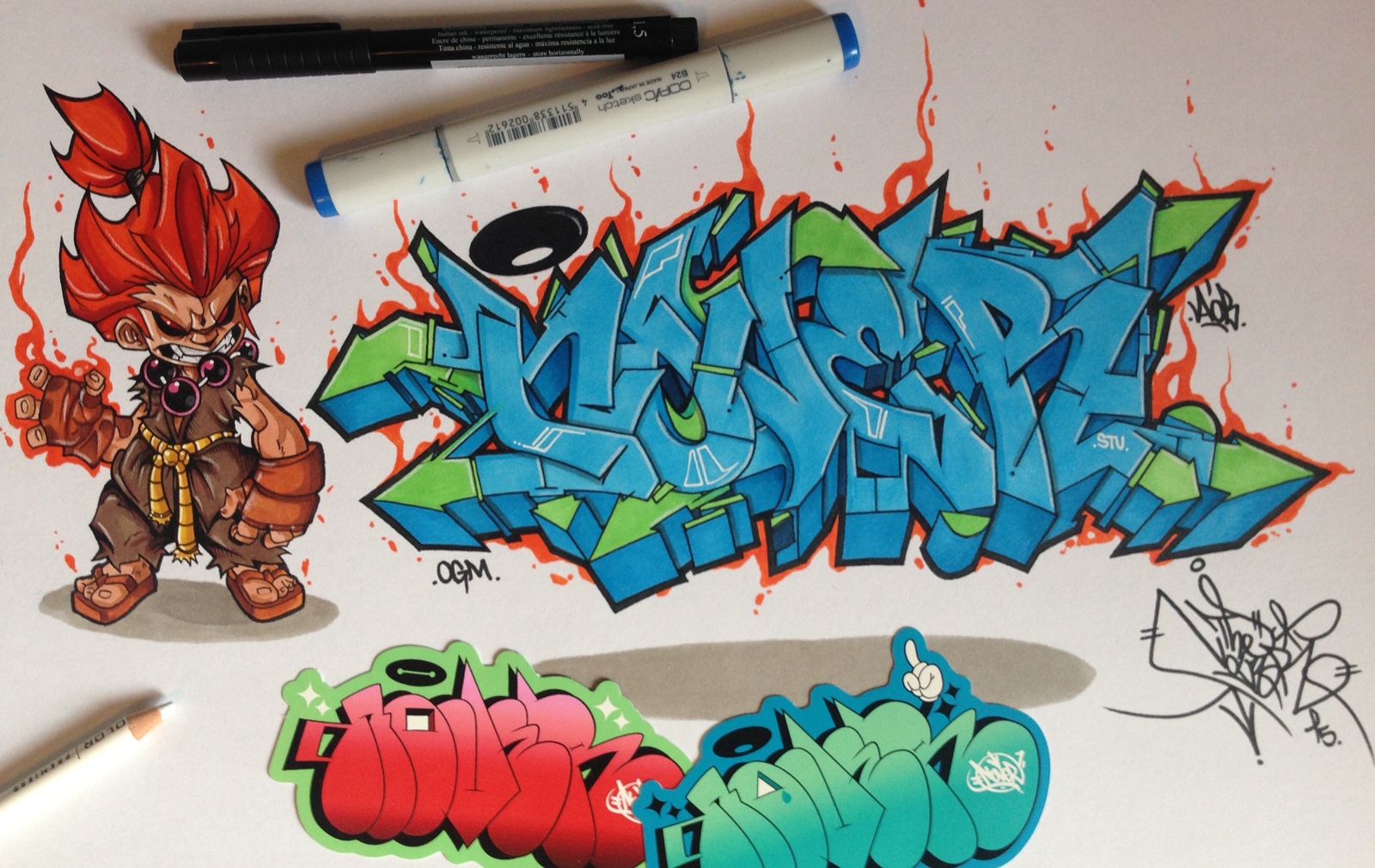 Akuma x Nover, markers on paper.  2015.