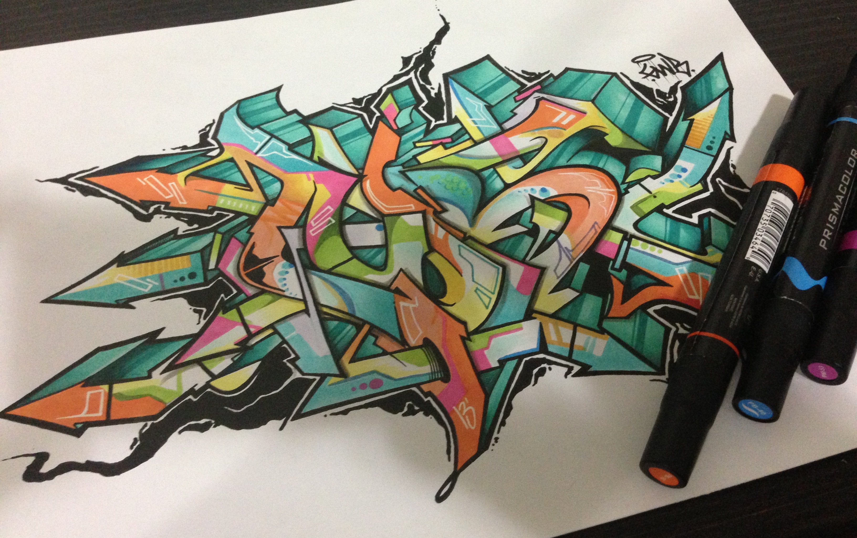 AOB by Nover, markers on paper, 2014.