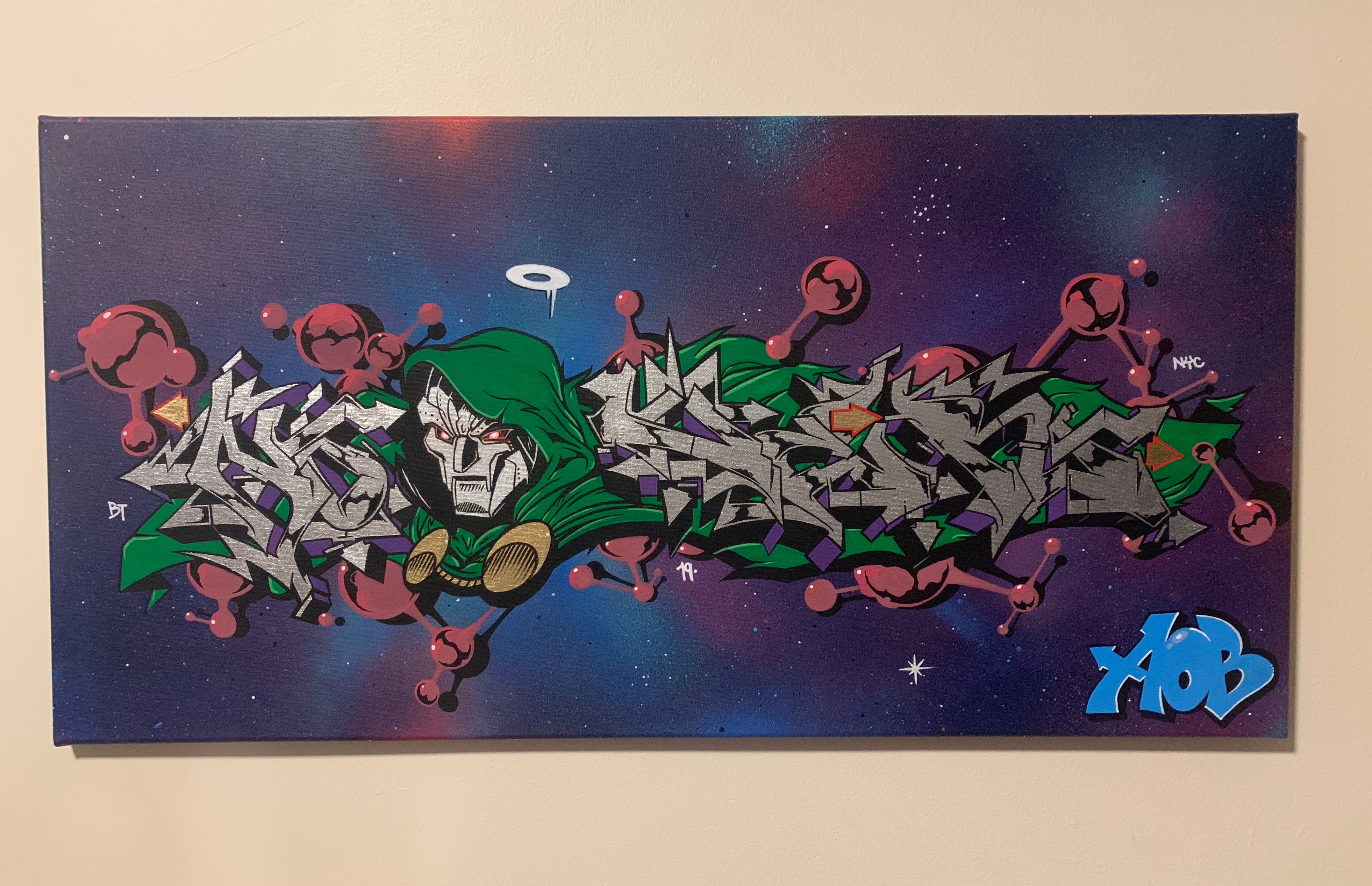Doom x Nover, Markers and Spray Paint on Canvas. 2019.