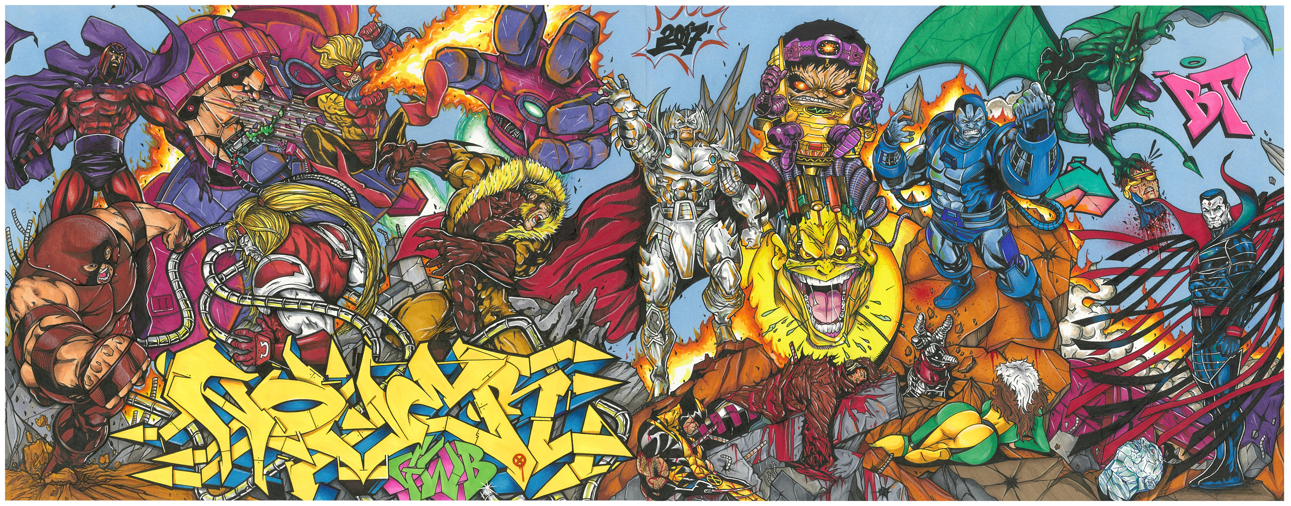 X-Men Villains by Nover, Markers & Pens on Paper, 2018.
