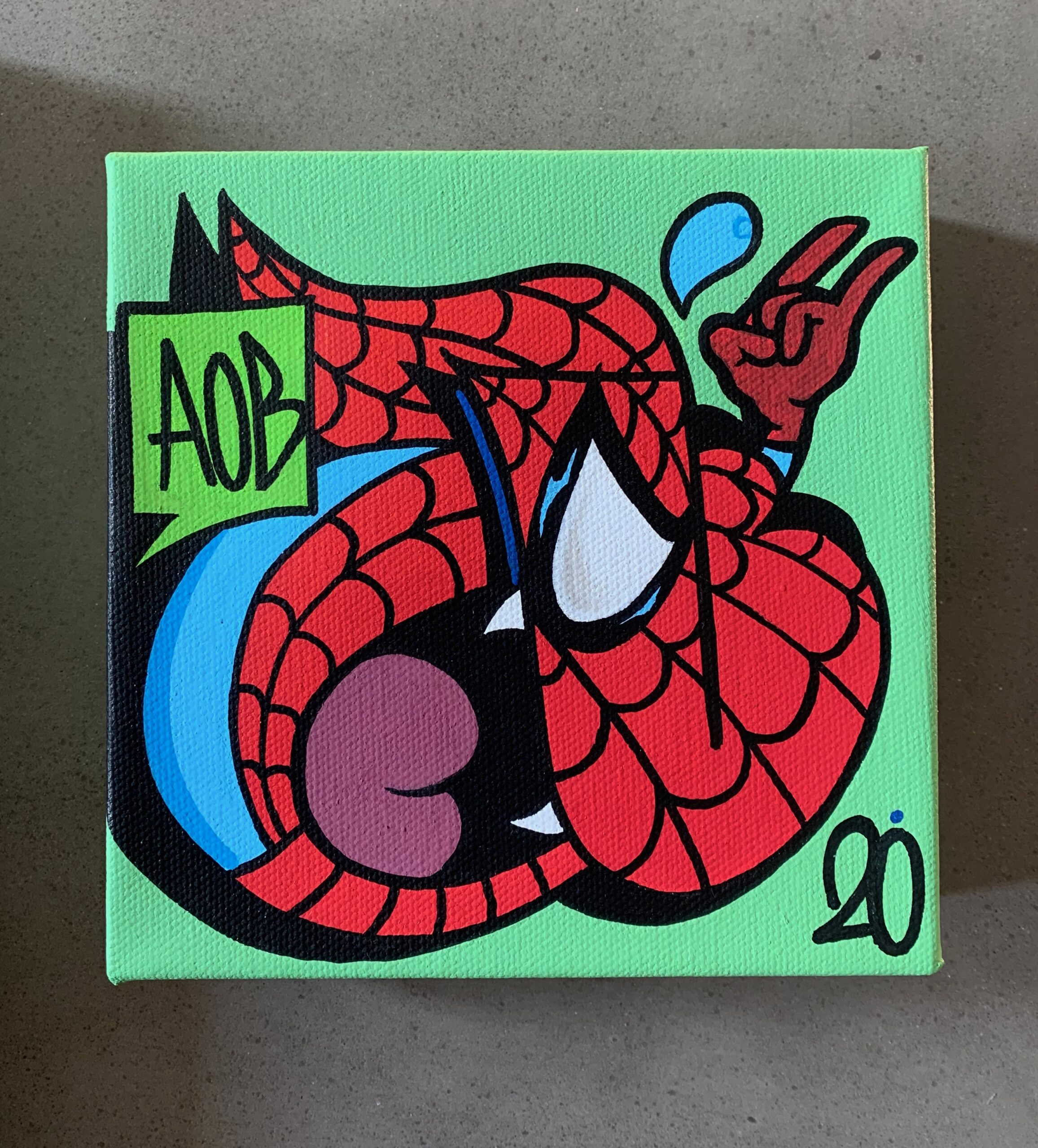 Nover Spider-Man Throwie Graffiti Canvas, 2020.
