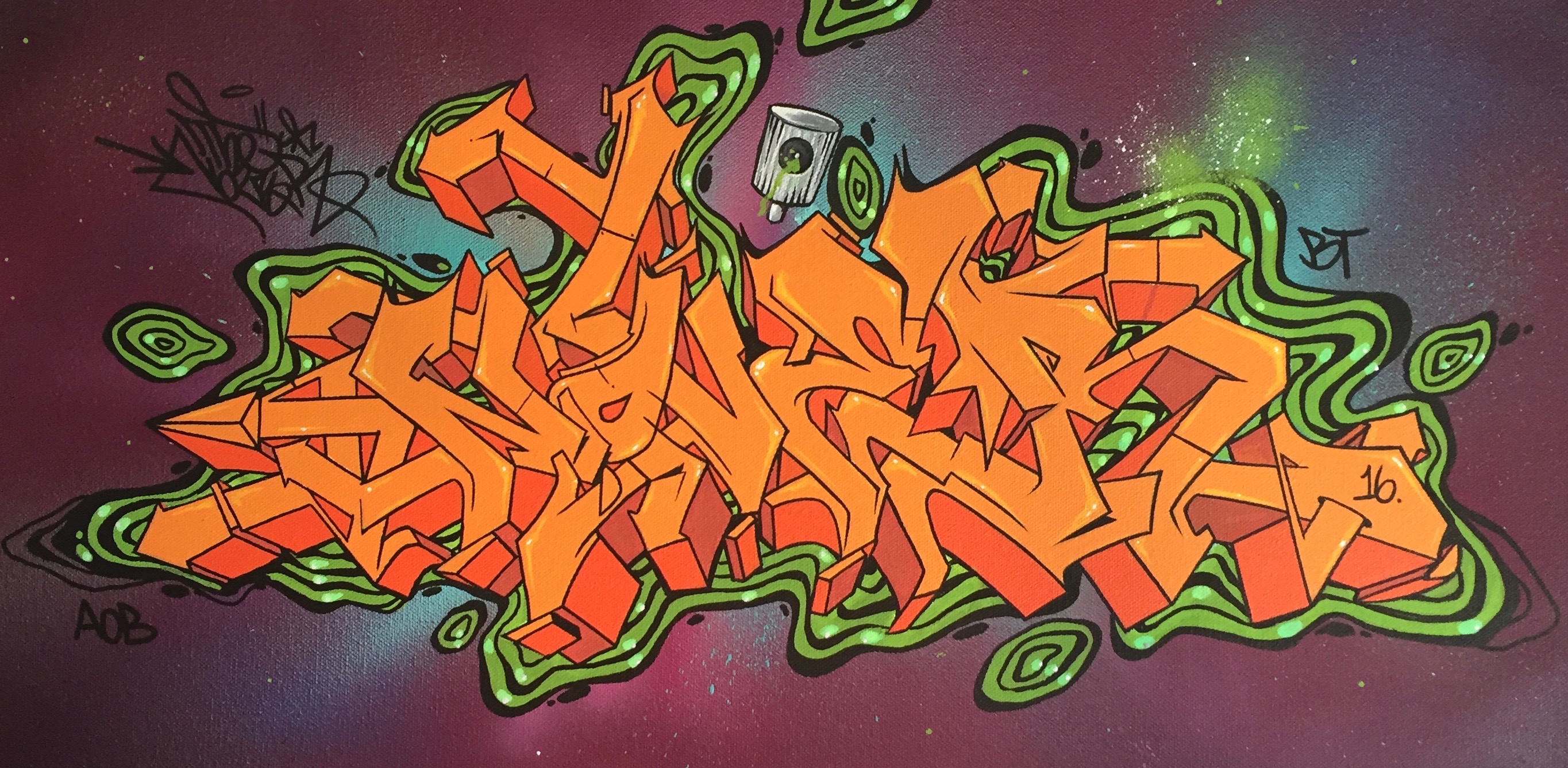 Nover, Graffiti Canvas with Markers and Spray Paint. 2016.