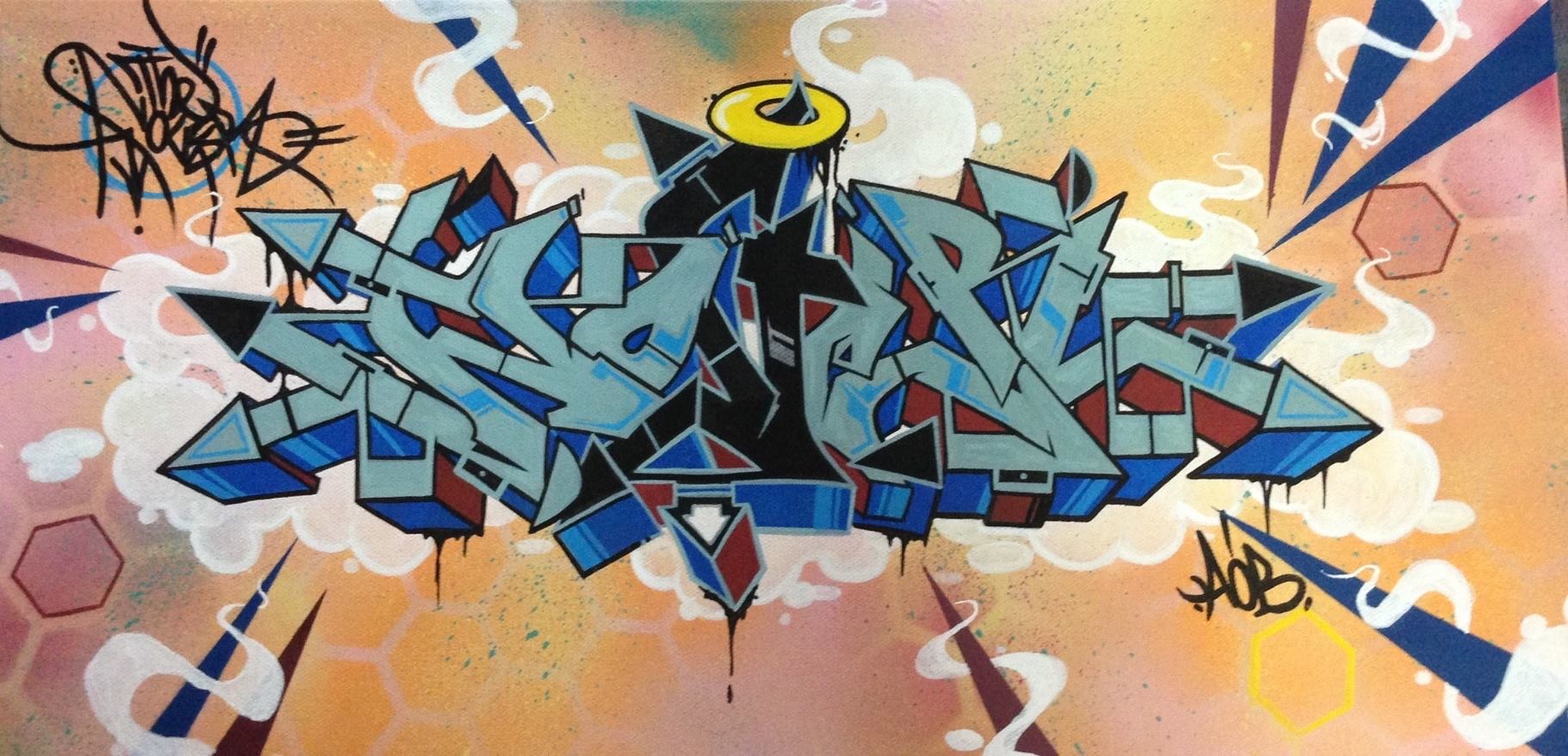 Nover, Spray Paint & Markers on Canvas.  2014.
