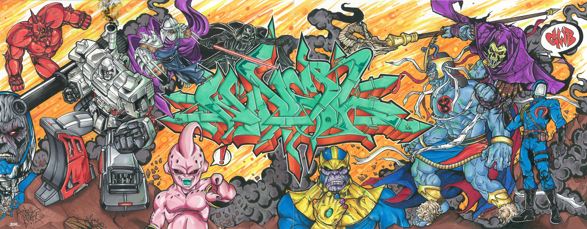 Greatest Villains by Nover, markers & pen on paper, 2014. 